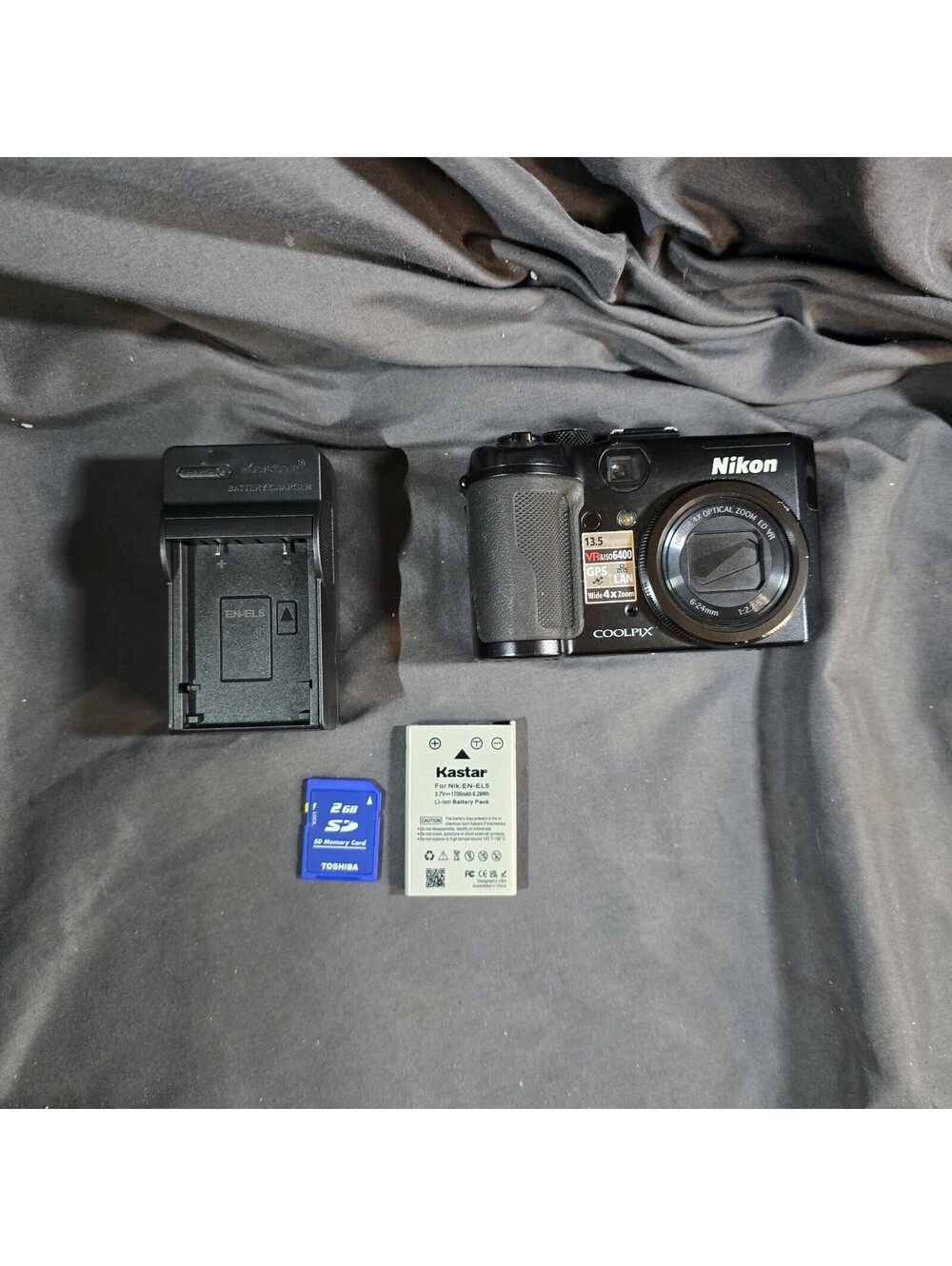 Nikon COOLPIX P6000 Compact Digital Camera Black W/ Battery Charger And Sd Card